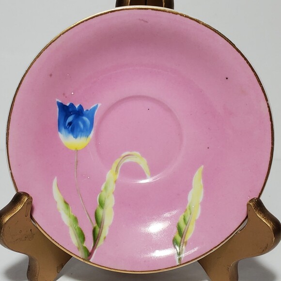 Chugai Demitasse Cup and Saucer Small Pink Blue Flowers - Picture 9 of 10